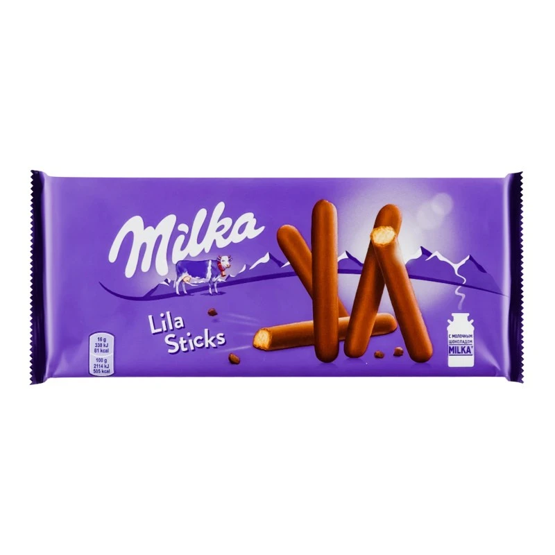 Печиво-палички покриті молочним шоколадом Lila Sticks Milka, 112 г