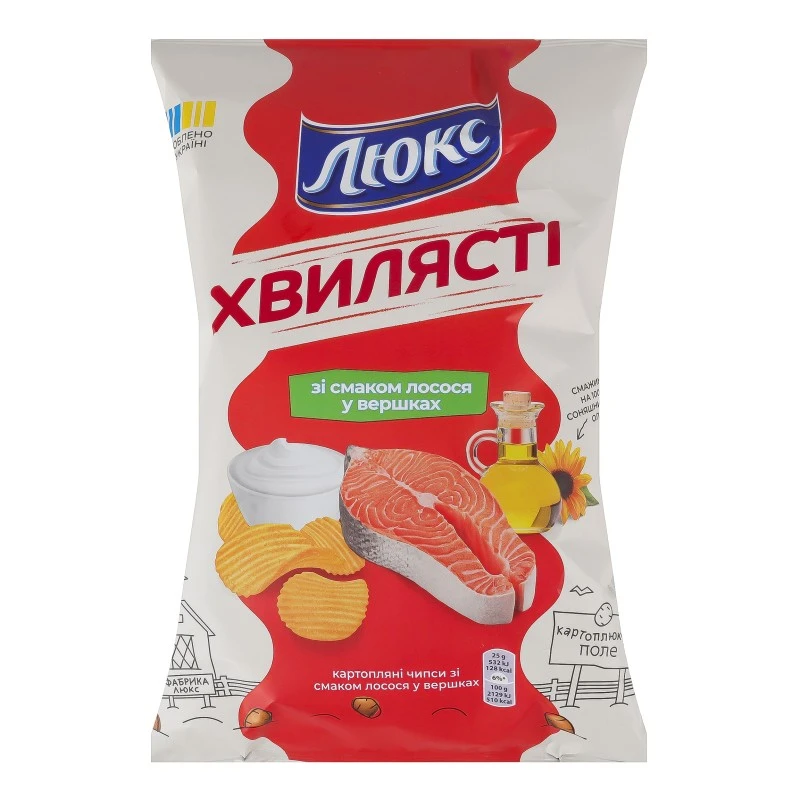Чипси картопляні зі смаком лосося у вершках Хвилясті Люкс м/у 125г