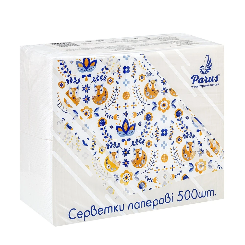 Серветка паперова, біла, 1 шар Parus, 500шт