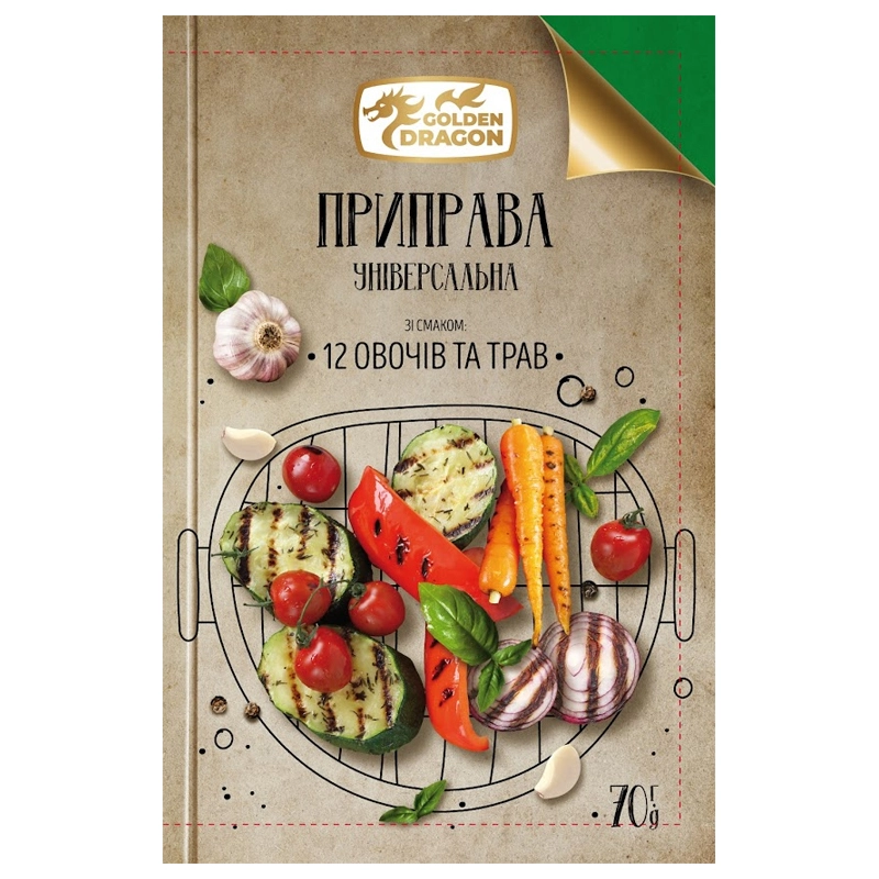 Приправа універсальна 12 овочів та трав Golden Dragon , 70 г