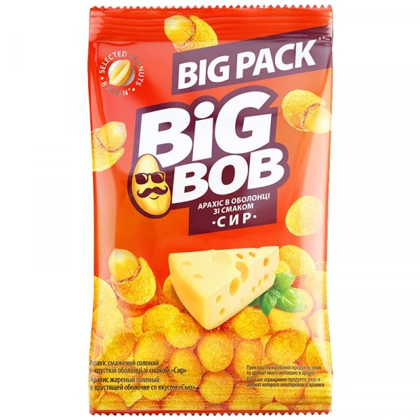 Арахіс смажений в оболонці зі смаком сиру Біг Боб, 90 г