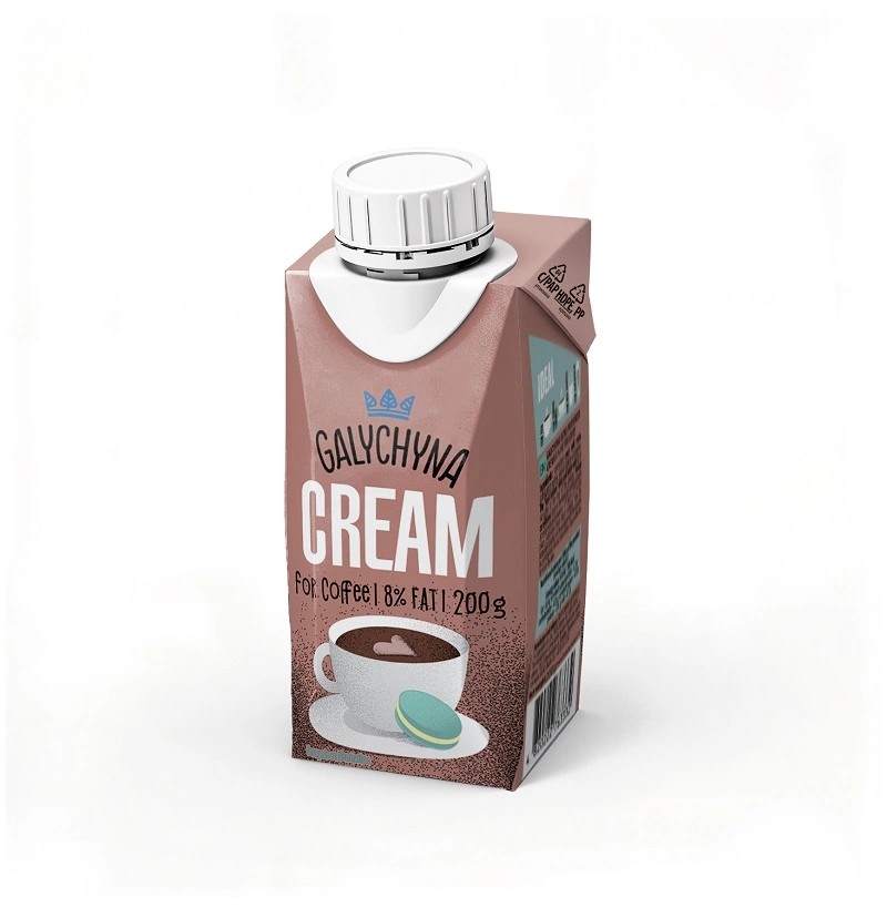 Вершки 8% ультрапастеризовані з ароматом ванілі до кави Галичина, 200г