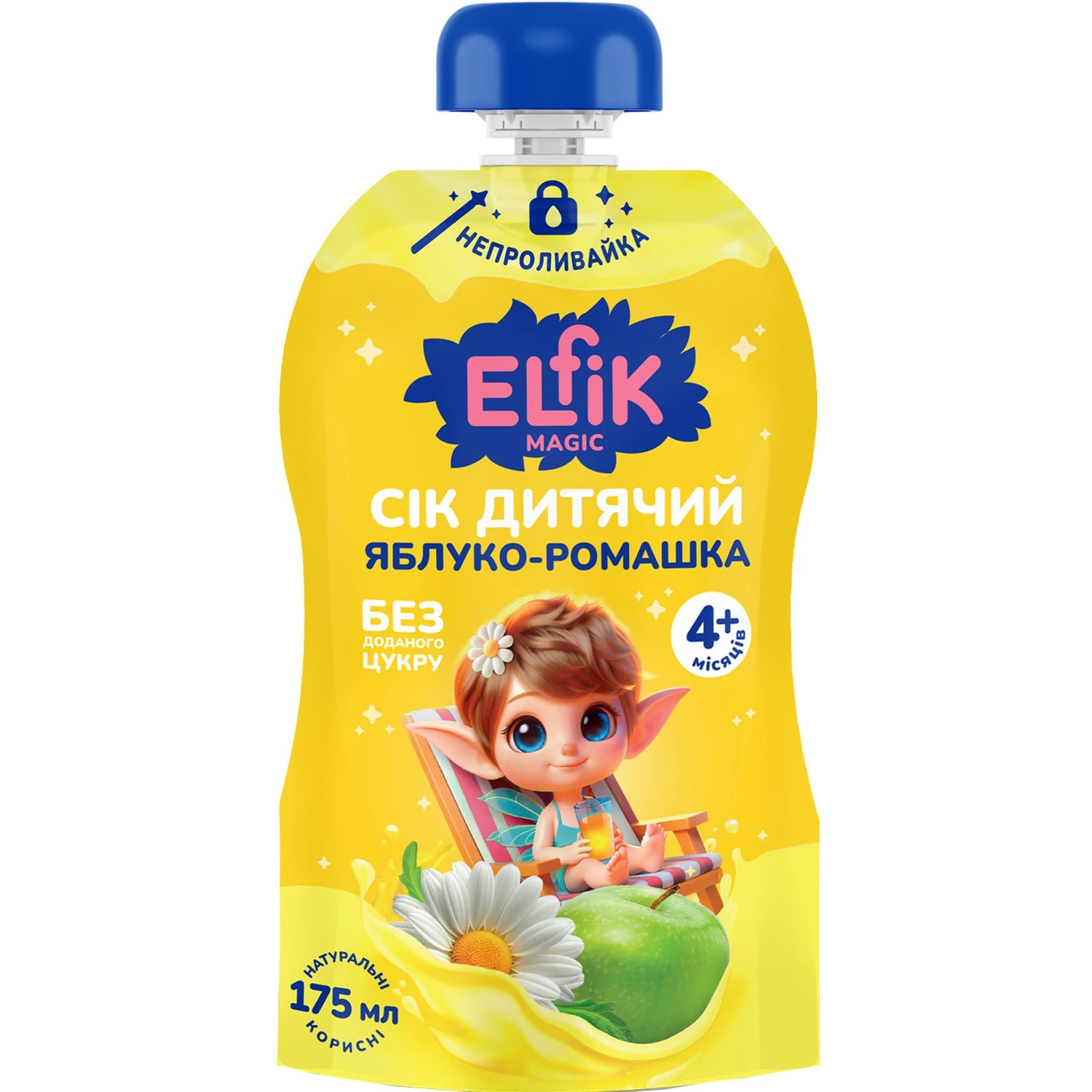 Сік дитячий яблуко-ромашка дой-пак Elfik Magic, 0.175 г