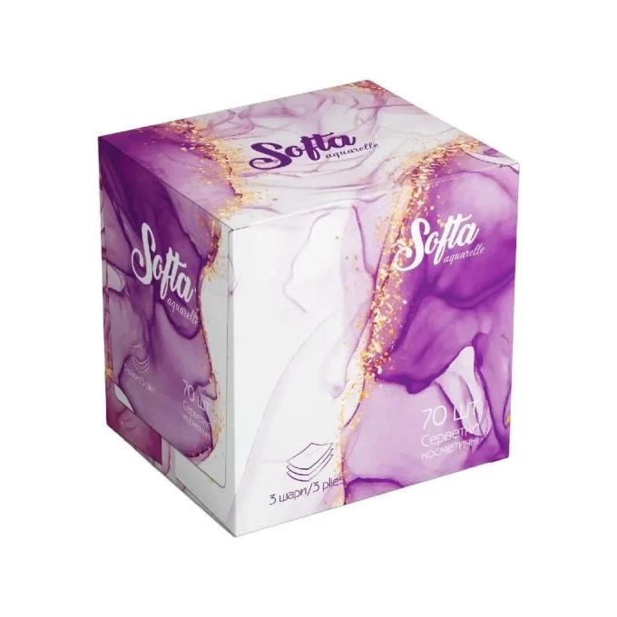 Серветки паперові 3-х шарові Softa Violet Chisto, 10 шт/уп.