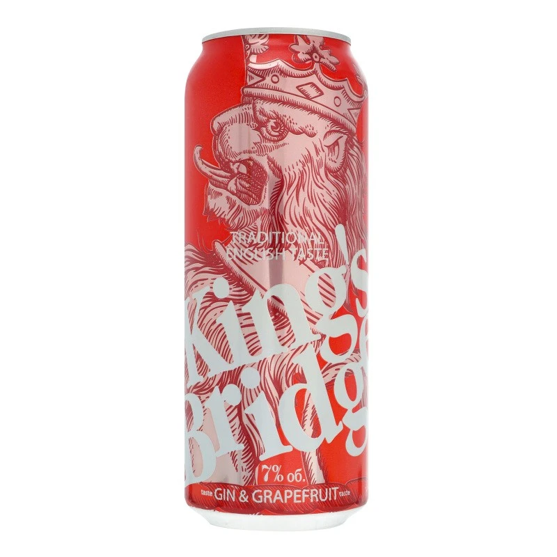 Напій слабоалкогольний 7% сильногазований Gin&amp;Grapefruit King&#039;s Bridge з/б 0.5 л