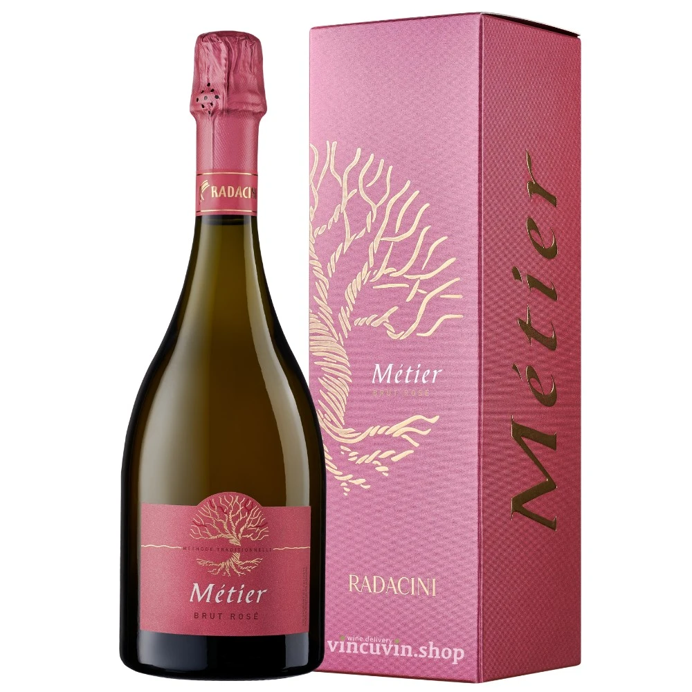 Вино ігристе рожеве брют 12% в подарунковій упаковці Radacini Metier Brut, 0.75 л