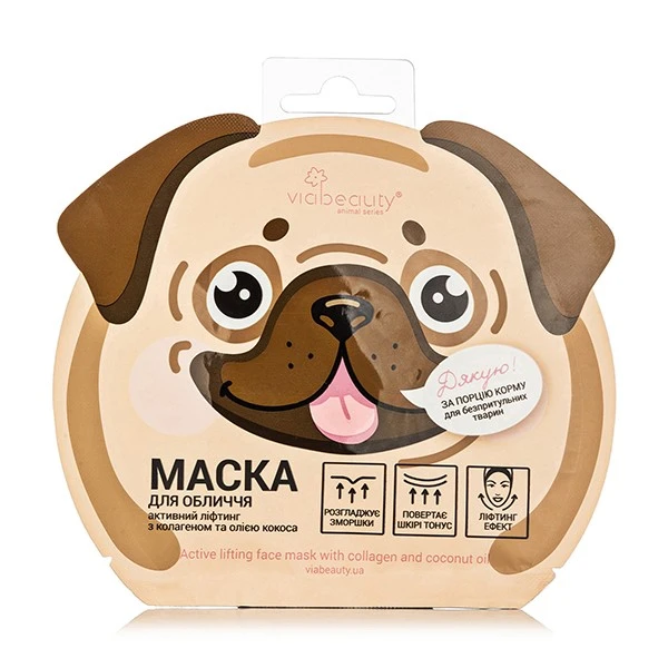 Маска для обличчя ліфтинг з колагеном та маслом кокоса Песик VIA Beauty, 30г