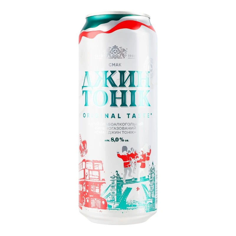 Слабоалкогольний напій газований Джин Тонік ж/б Оболонь, 0.5 л