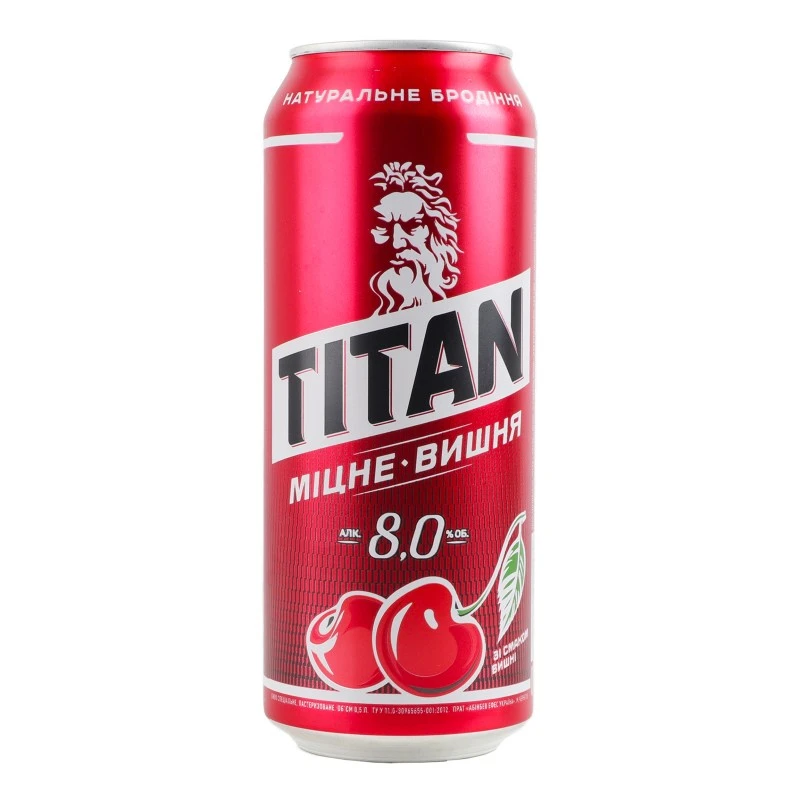 Пиво Тітан Вишня ж/б Сан инбев, 0.5 л
