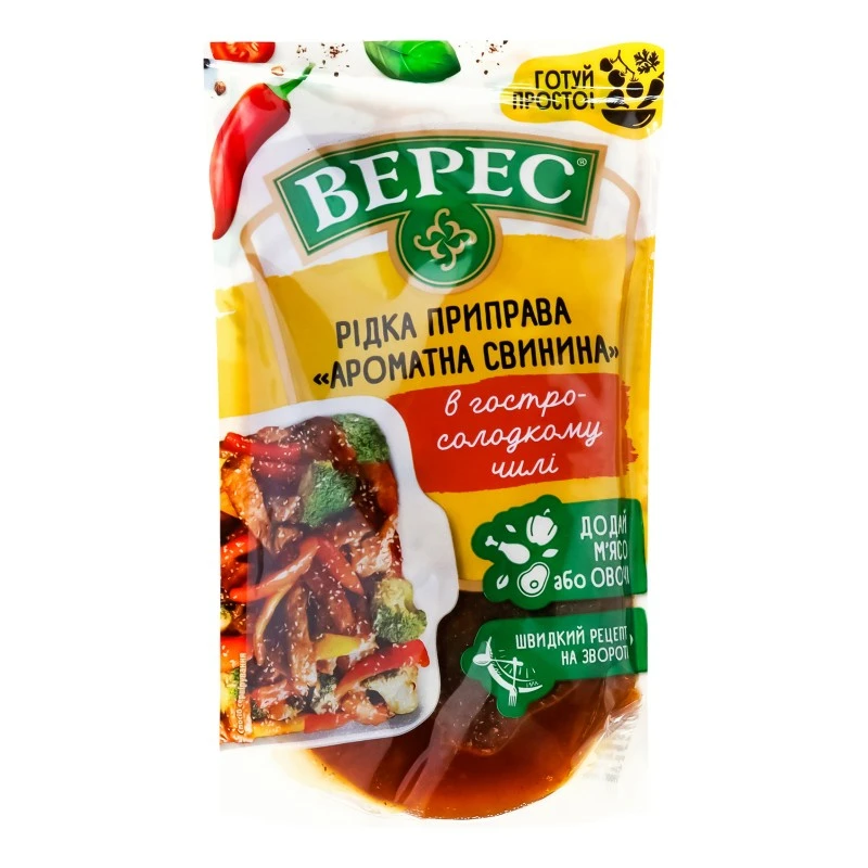 Рідка приправа в гостро-солодкому чилі Ароматна свинина Верес, 200 г