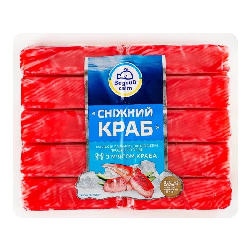 Крабові палички охолоджені Сніжний краб Водний світ, 250 г