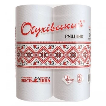 Рушник паперовий 2-х шаровий Обухівський, 2 шт/уп.