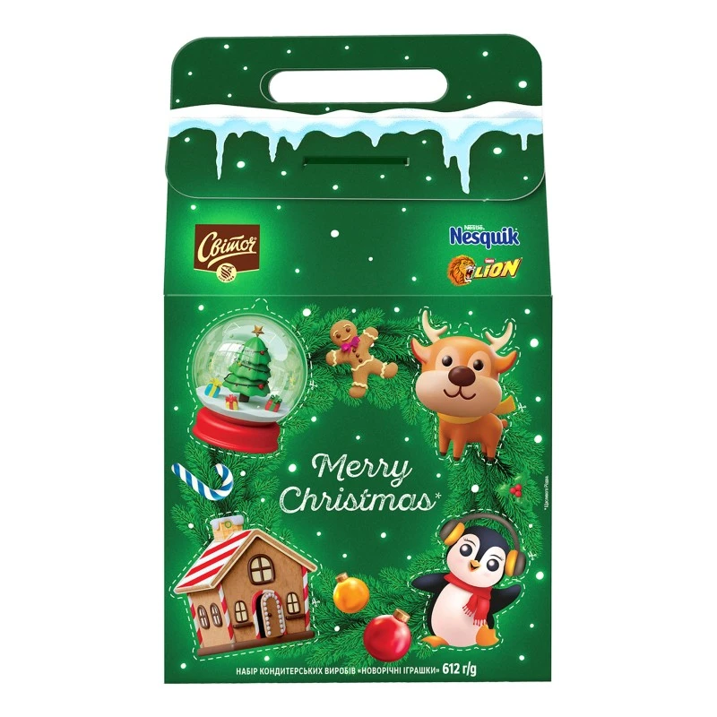 Новорічний подарунок Новорічні іграшки Lion&amp;Світоч&amp;Nesquik, 612 г