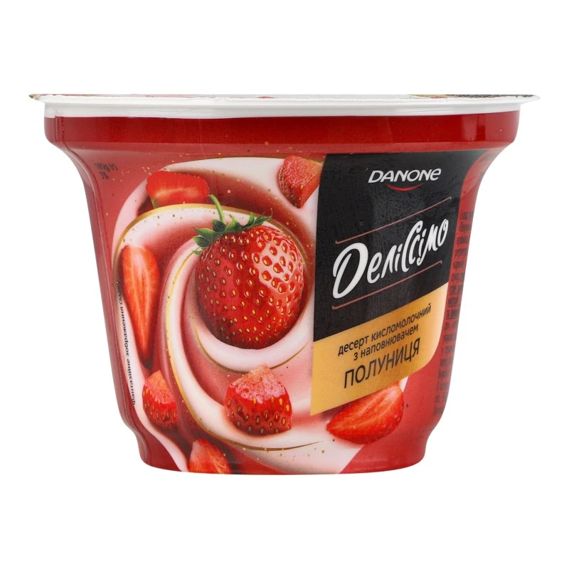 Десерт 3% кисломолочний з наповнювачем Полуниця Деліссімо ст 180г