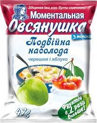 Каша швидкого приготування з черешнею, яблуком та вершками Овсянушка, 47 г