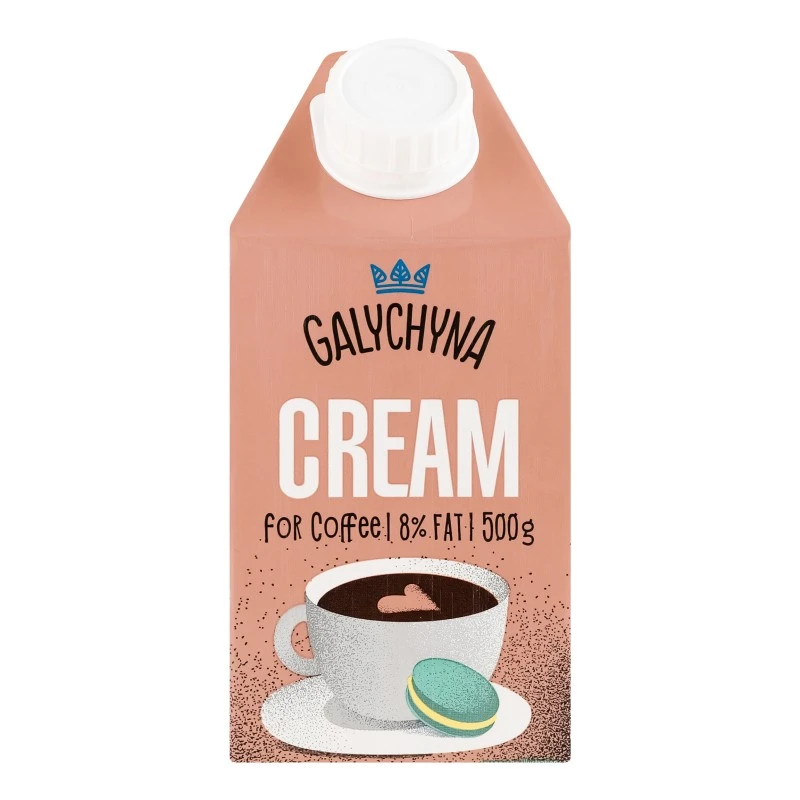 Вершки 8% ультрапастеризовані з ароматом ванілі До кави Галичина, 500г