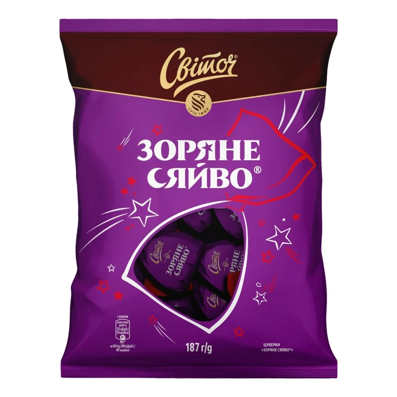 Цукерки шоколадні Зоряне сяйво Світоч, 187 г