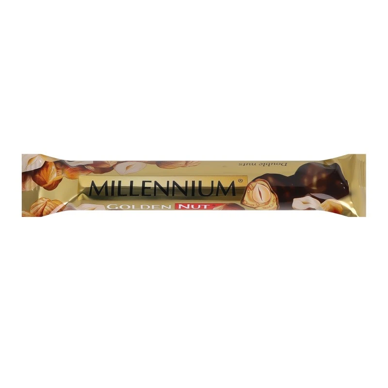 Шоколад чорний з начинкою та цілими лісовими горіхами Golden Nut Millennium, 40г