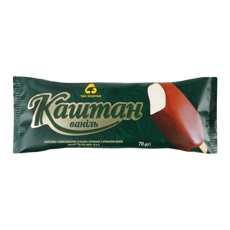 Морозиво 10% Ваніль Каштан Три ведмеді м/у 70г
