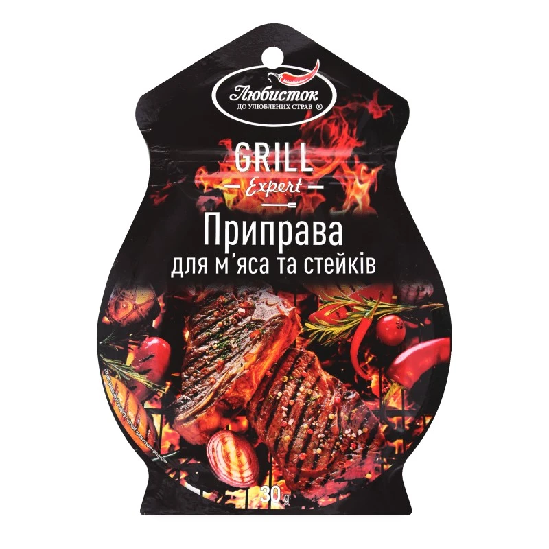 Приправа для м&#039;яса та стейків Гриль Експерт Любисток, 30 г