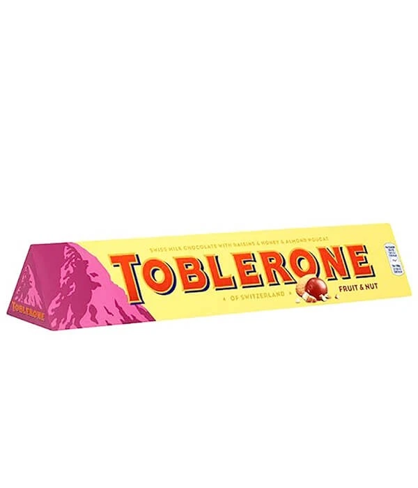 Шоколад молочний з родзинками та нугою з меду та мигдалю Toblerone, 100 г