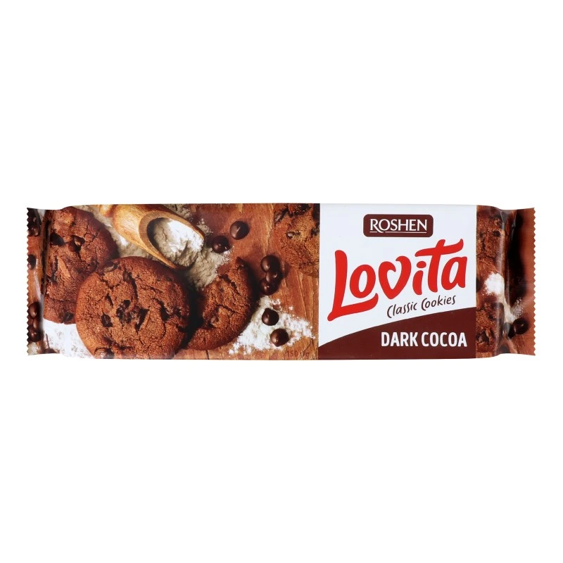 Печиво з какао та шматочками глазурі Lovita Classic Cookies Roshen, 150 г