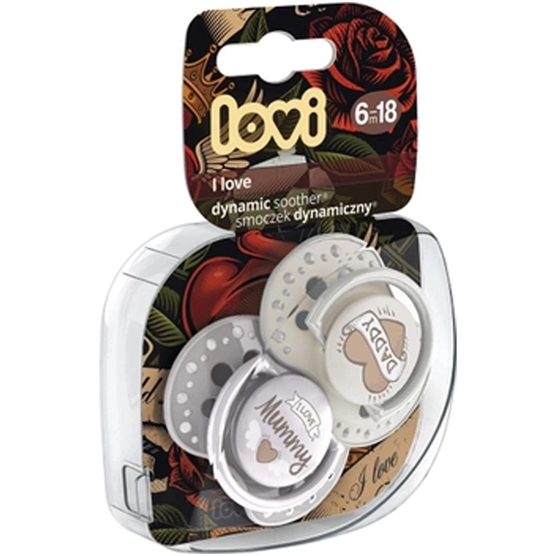 Пустушка силіконова I love динамічна 6-18 місяців Lovi, 2 шт/уп.