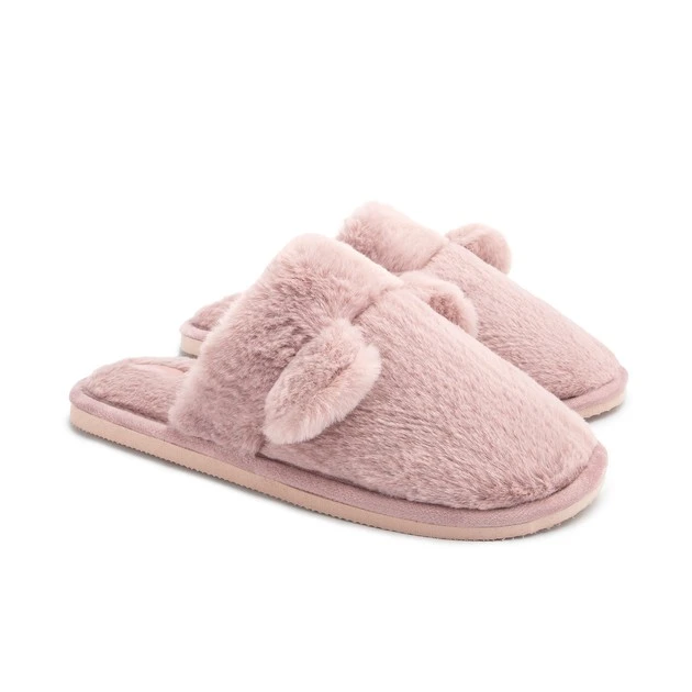 Капці домашні жіночі HS хутрянi з вушками рожеві р.40 Twins, пара