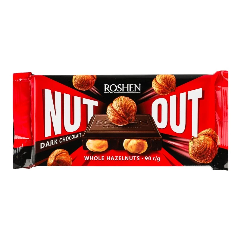 Шоколад чорний з цілим фундуком Nut Out Roshen, 90 г