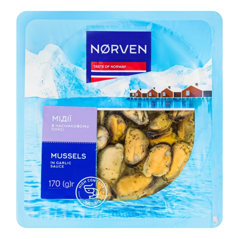Мідії в часниковому соусі Norven, 170 г