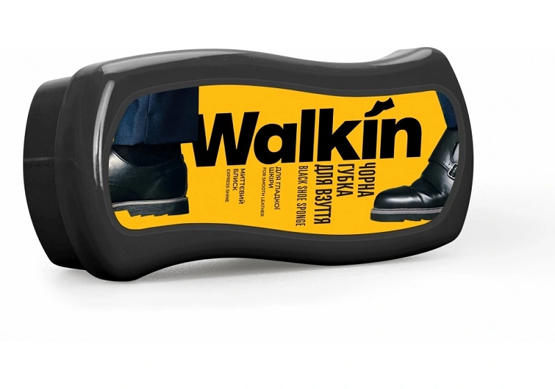 Губка-хвиля для взуття з гладкої шкіри, чорна Walkin, 1 шт