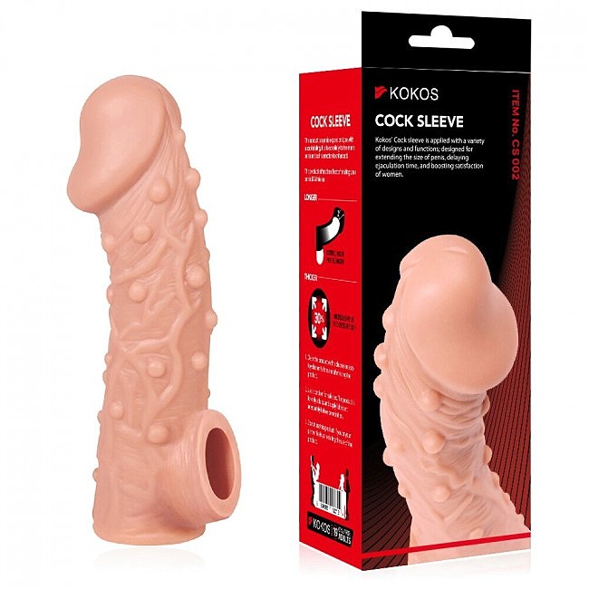 Насадка на член стимулююча Kokos Cock Sleeve CS 002 L, тілесна, 15,6 х 4,7 см
