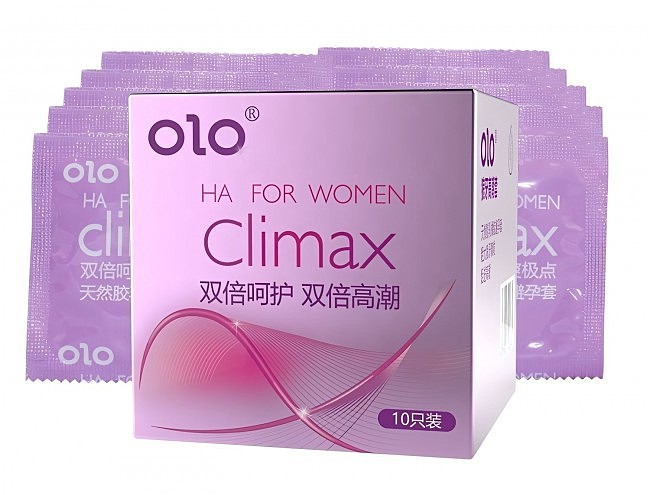 Латексні тонкі текстуровані з ароматом ванілі OLO  HA FOR WOMEN Climax, 10 шт