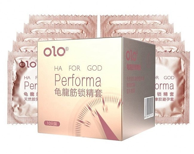Латексні тонкі текстуровані насадки з ароматом ванілі OLO  HA FOR GOD Performa, 10 шт