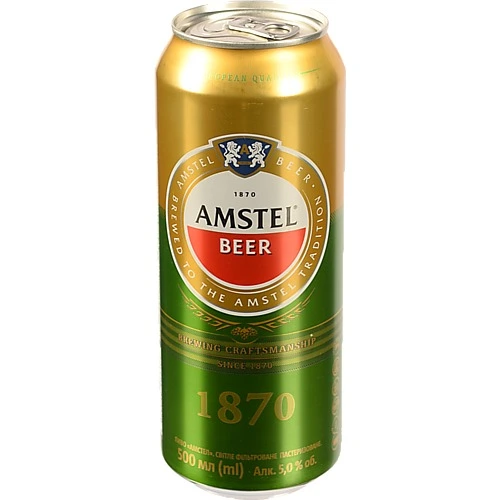Пиво 500мл 5% світле фільтроване пастеризоване Amstel з/б