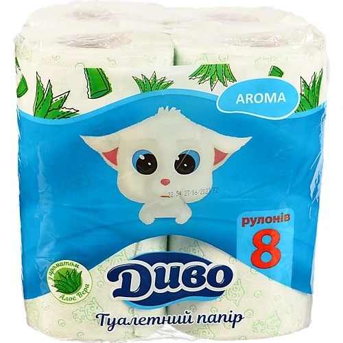 Папір туалетний 2-х шаровий з ароматом алое вера Aroma Диво 8шт
