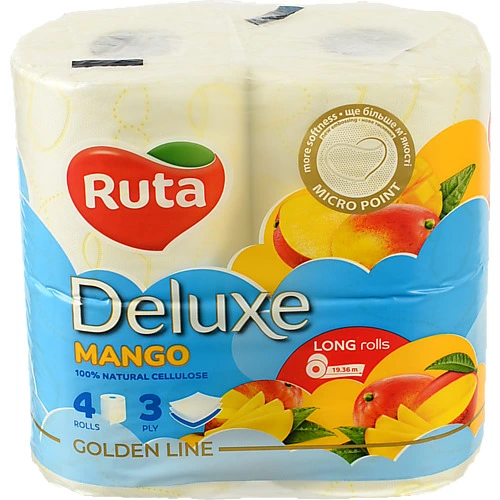 Папір туалетний "Ruta" Pure White Deluxe 4рул 3ш білий манго