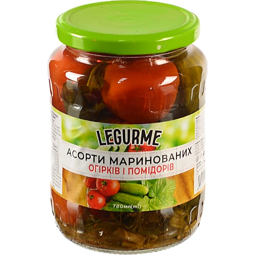 Асорті Legurme 680мл огірків та томатів мариновані