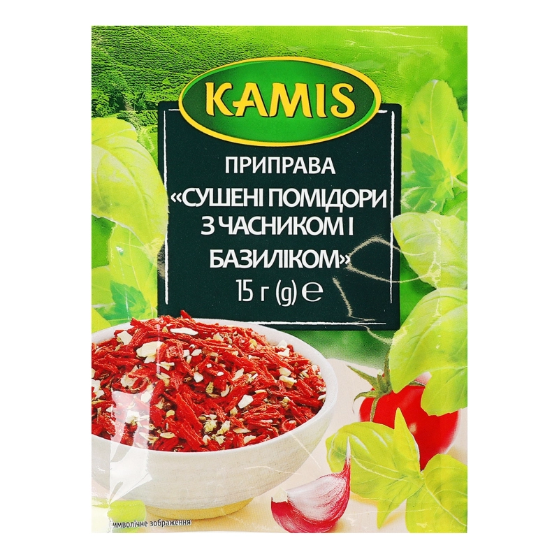 Сушені помідори з часником і базиліком Kamis 15г
