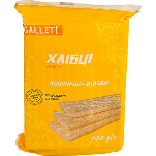 Хлібці Galleti 100г луганці пшениця вівсянка хрусткі