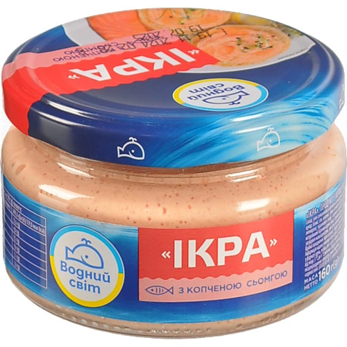 Продукт з ікрою океан. риби Водний світ 160г копчена сьомга с.б