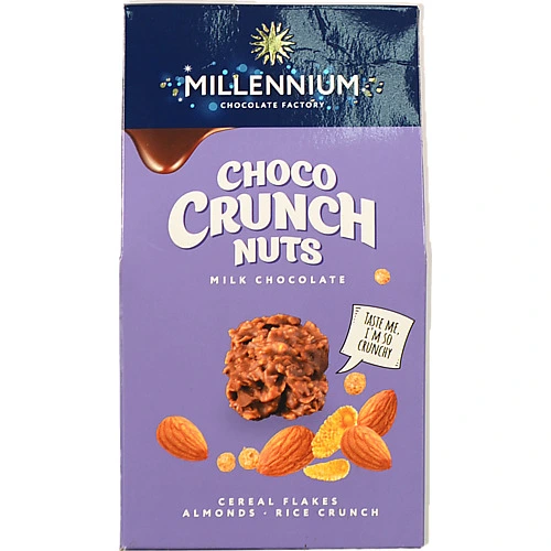 Цукерки Millennium 100г сhoco сrunch мол.мигд.пласт.рис кул