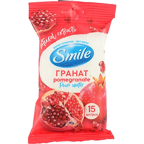 Серветки вологі Smile 15шт дейлі гранат&апельсин