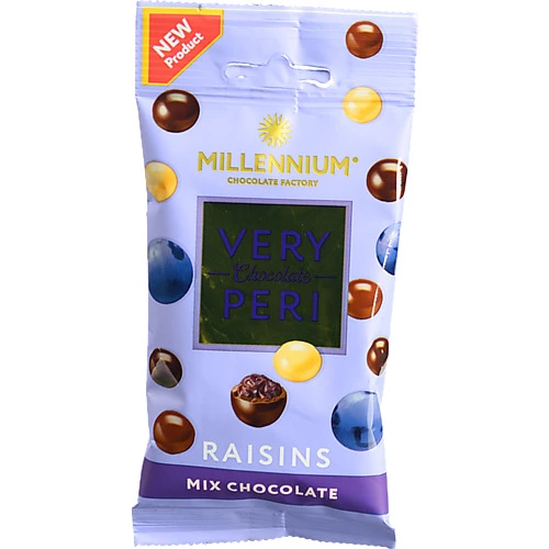 Драже Millennium 45г very peri родзинки чорий білий молочний шоколад