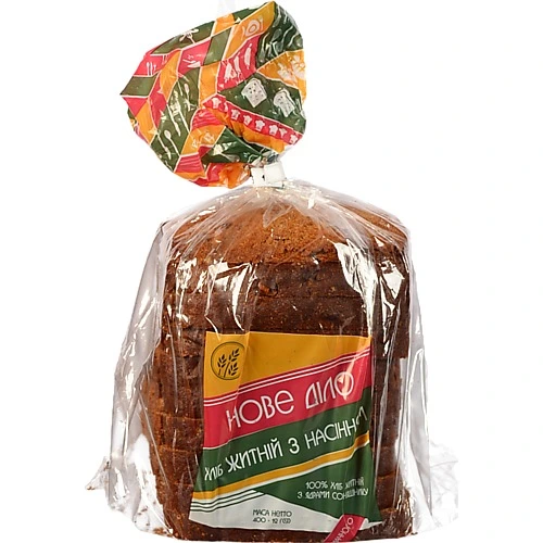 Хліб житній з насінням соняшника нарізний Нове діло м/у 400г