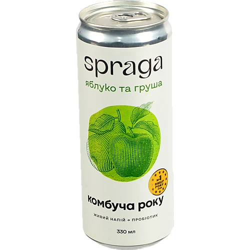 Напій Spraga 0.33л комбуча яблуко груша з.б