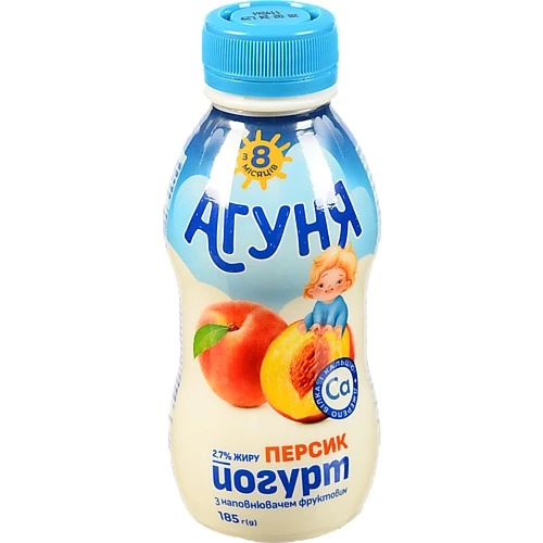 Йогурт Агуня 185г 2.7% персик питний