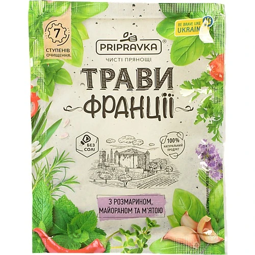 Приправа Pripravka з розмарином, майораном та м'ятою Трави Франції 10г