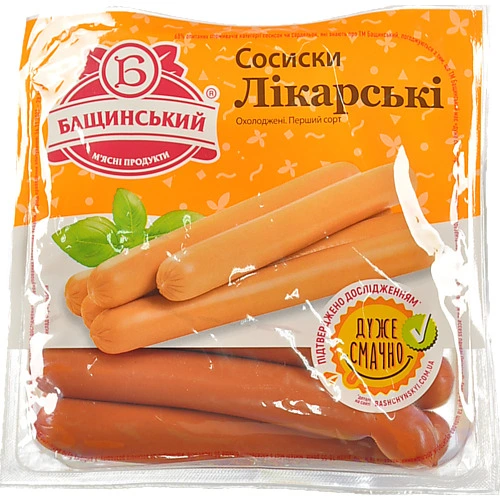 Сосиски Бащинский 300г лікарські 1 гатунок