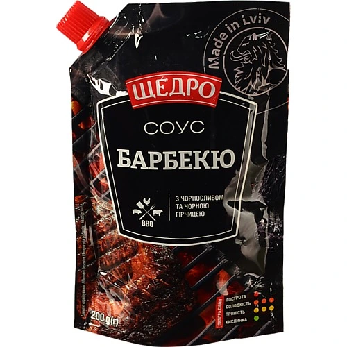 Соус з чорносливом та чорною гірчицею Барбекю Щедро д/п 200г
